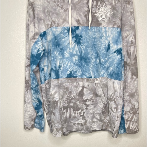 Empyre Tie Dye Gray White Blue Hooded Skater Sweater  Front Pocket Size Large - Picture 3 of 10